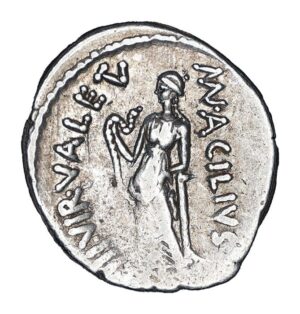 Alternative view of Man. Acilius Glabrio AR Denarius - Valetudo  Holding a Serpent